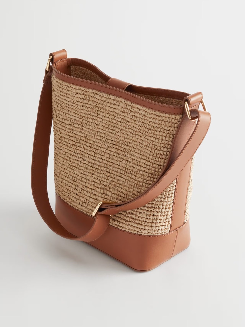 BNWT & Other Stories Straw and Leather Bucket Bag - Picture 2 of 5